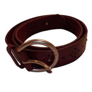 American Eagle Outfitters Brown Leather Belt with Bling Silver Buckle